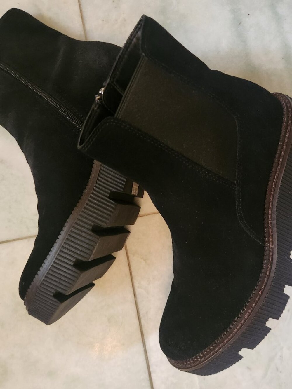 Black suede waterproof boots